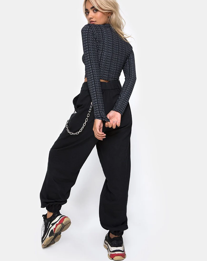 Rhala Crop Top aus Tokyo Techno Tour Schwarz - Image 4