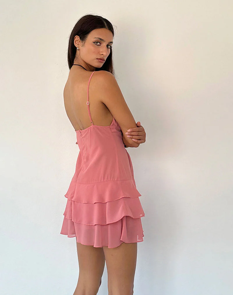 Riasi Minikleid aus Chiffon in Blush - Image 4