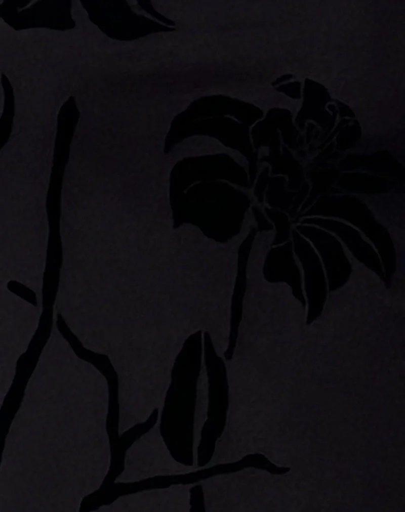 Ribka Midikleid mit Neckholder aus Orchideenflock Schwarz - Image 6