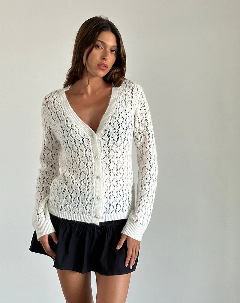 Ricani Offener Strickcardigan in Elfenbein - Image 4
