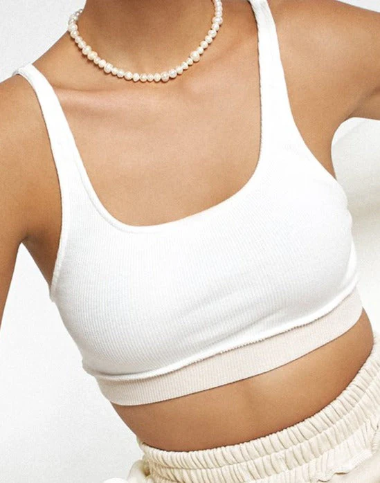 Ricci Crop Top in Elfenbein und Winterweiß mit Streifen - Image 4