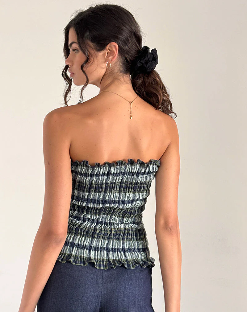 Rigia Bandeau-Top aus Leinen mit Monokaro Grün - Image 3