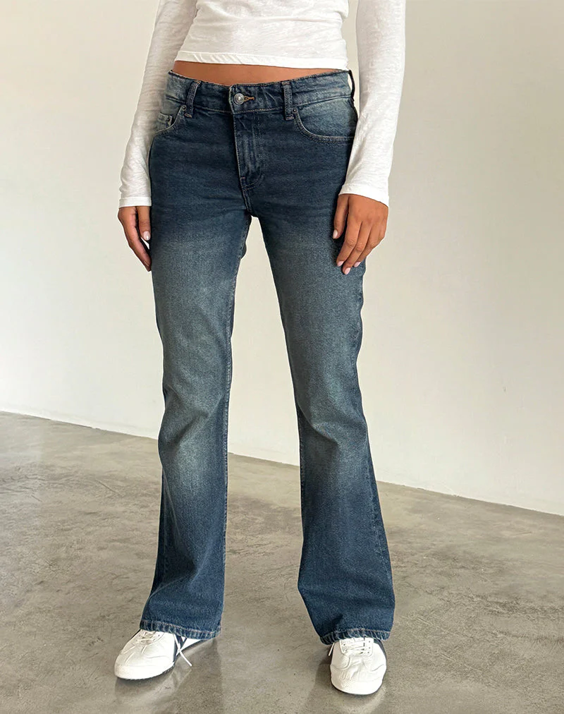 Starre Low Rise Flare Jeans in Dark Vintage
