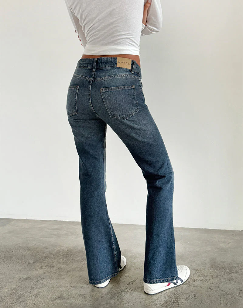 Starre Low Rise Flare Jeans in Dark Vintage - Image 4