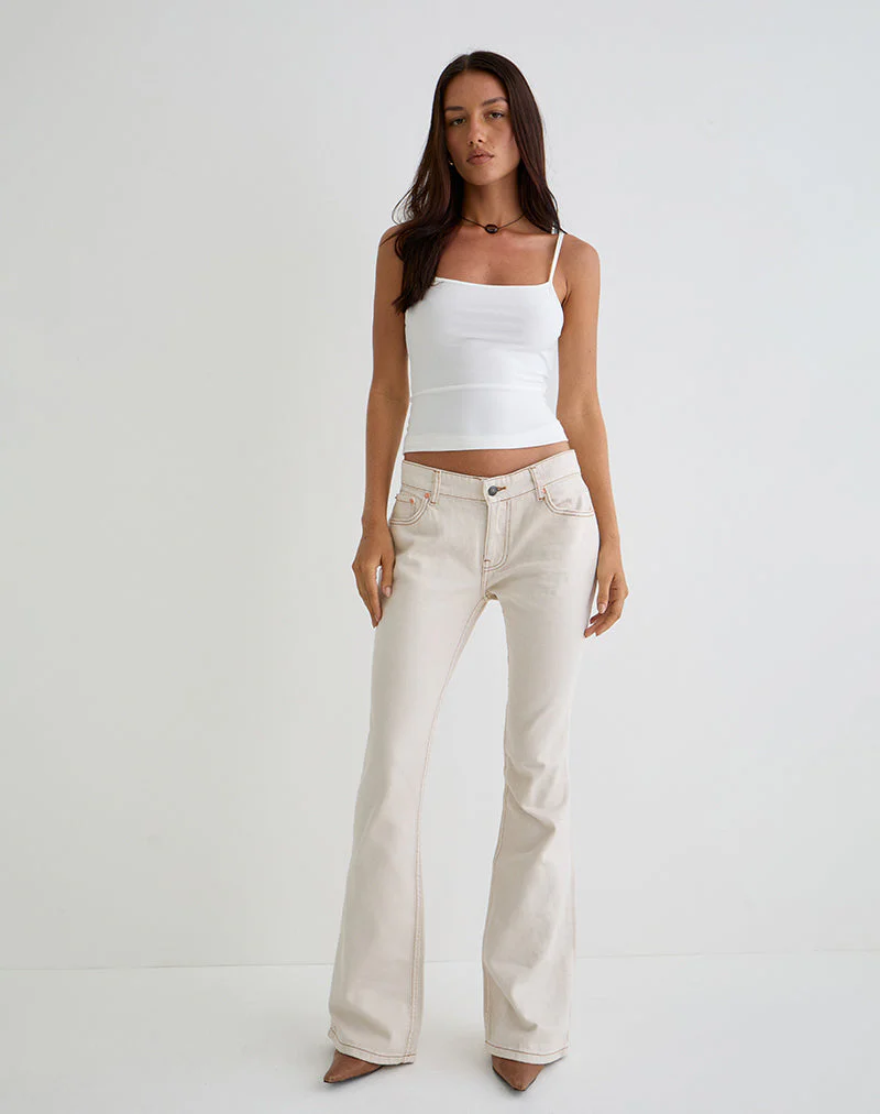 Starre Schlagjeans mit niedrigem Bund in Off White - Image 4