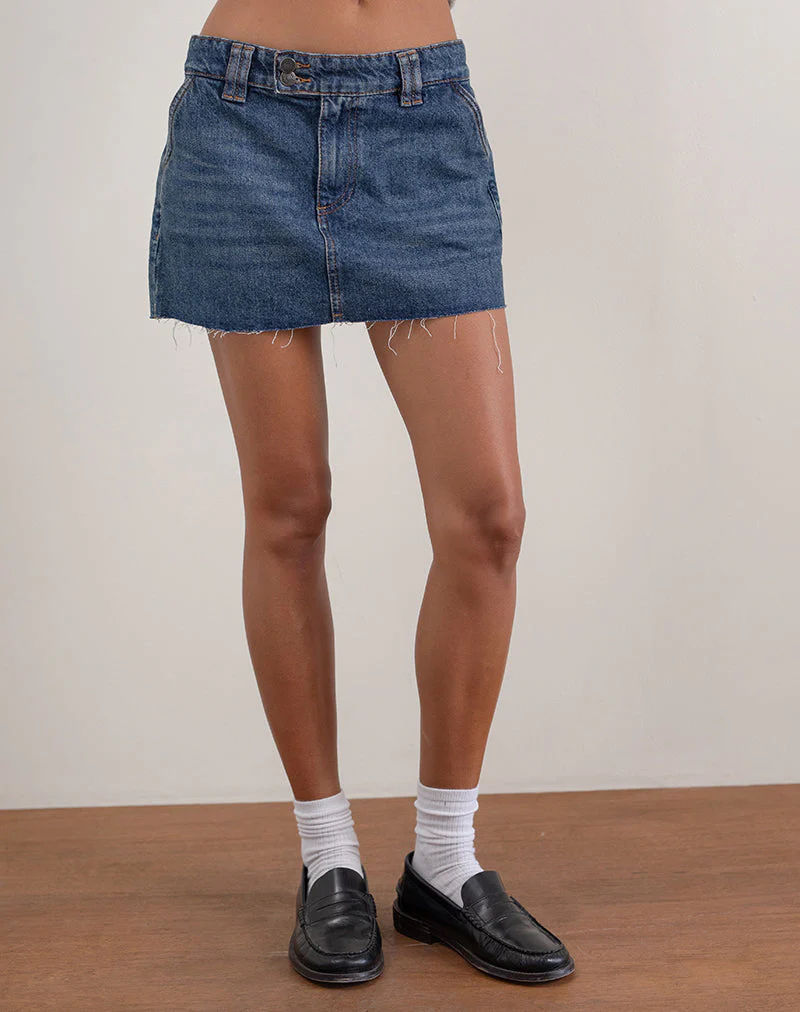 Starrer Micro-Denim-Rock in Heritage Blau - Image 2