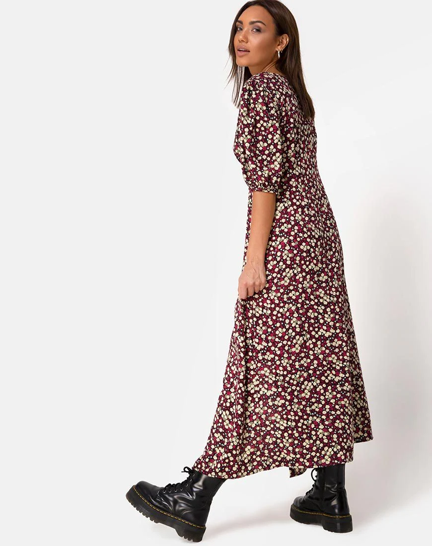Rigita Kleid in Floral Field Plum - Image 2
