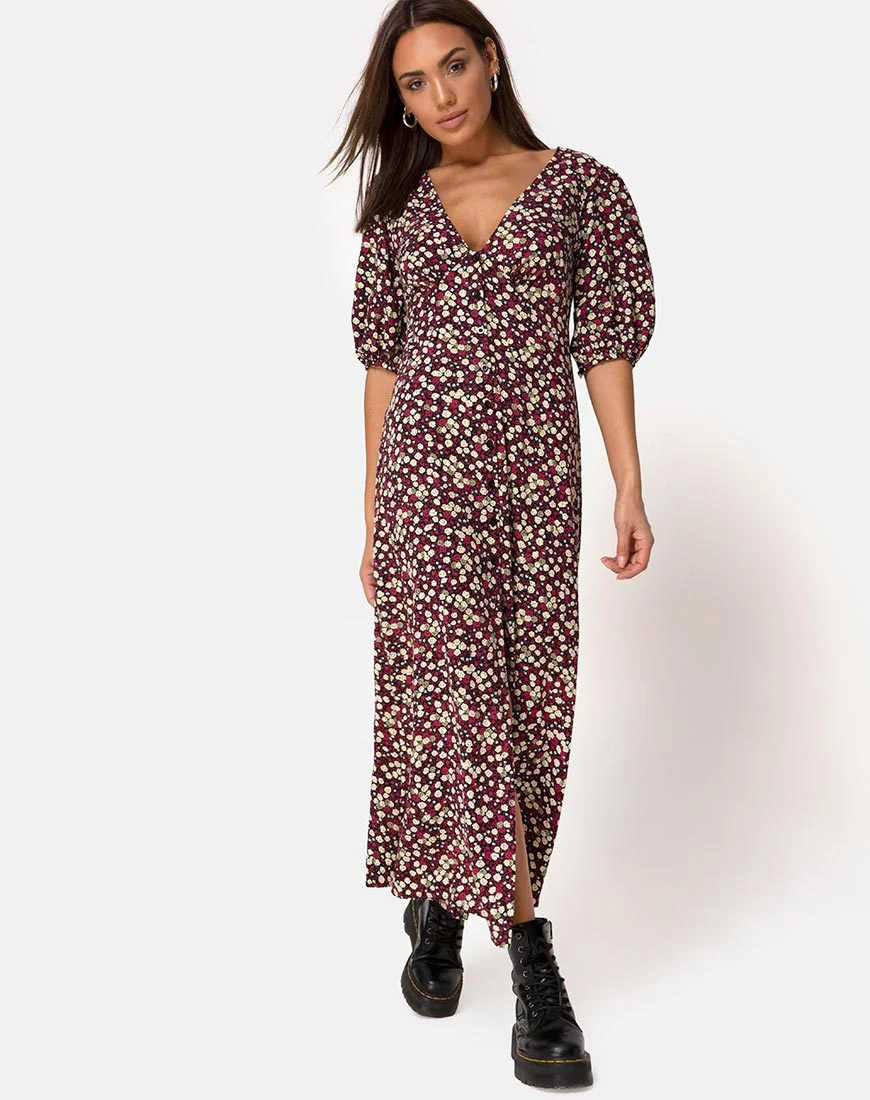 Rigita Kleid in Floral Field Plum - Image 3