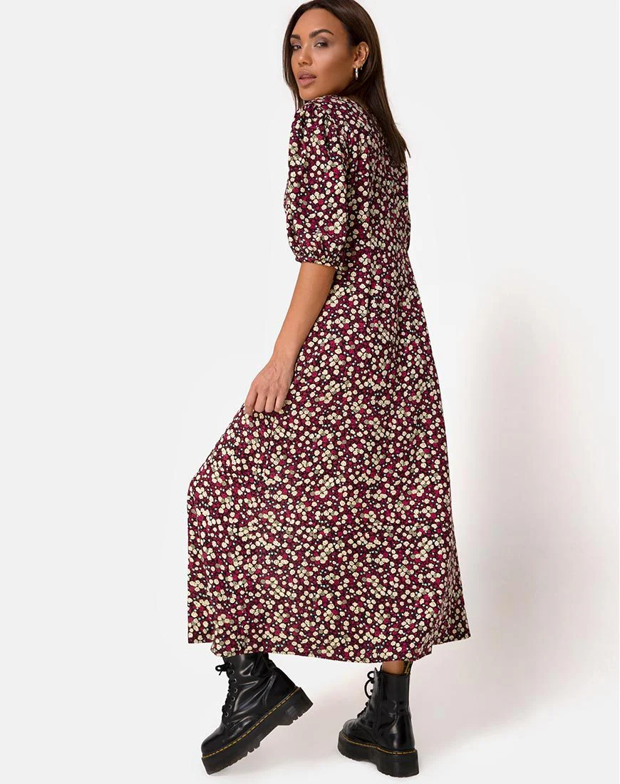 Rigita Kleid in Floral Field Plum - Image 4