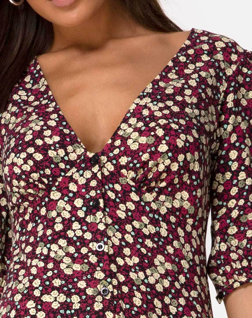 Rigita Kleid in Floral Field Plum - Image 5