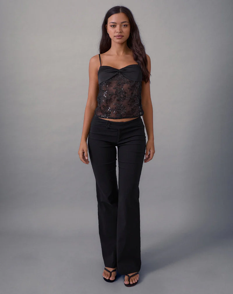 Rikasu Top aus floralem Chiffon mit Pailletten Schwarz - Image 3