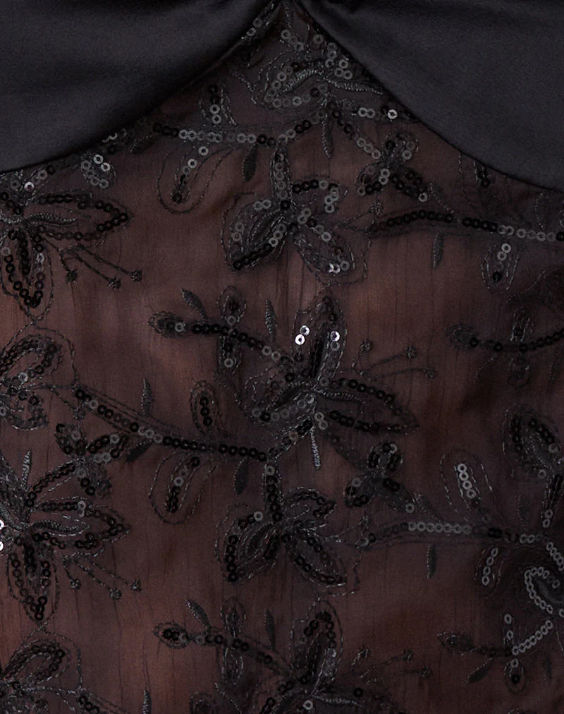 Rikasu Top aus floralem Chiffon mit Pailletten Schwarz - Image 6