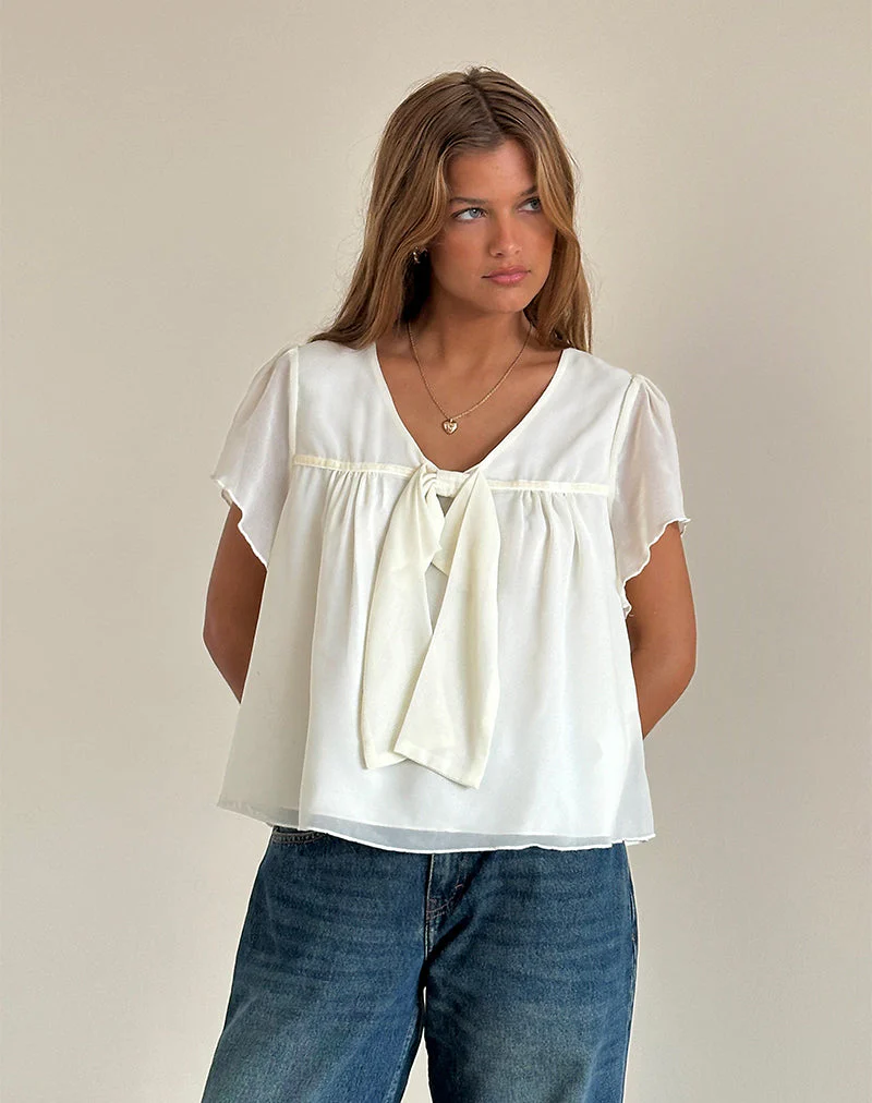 Rike Longline-Top aus Chiffon in Elfenbein - Image 2