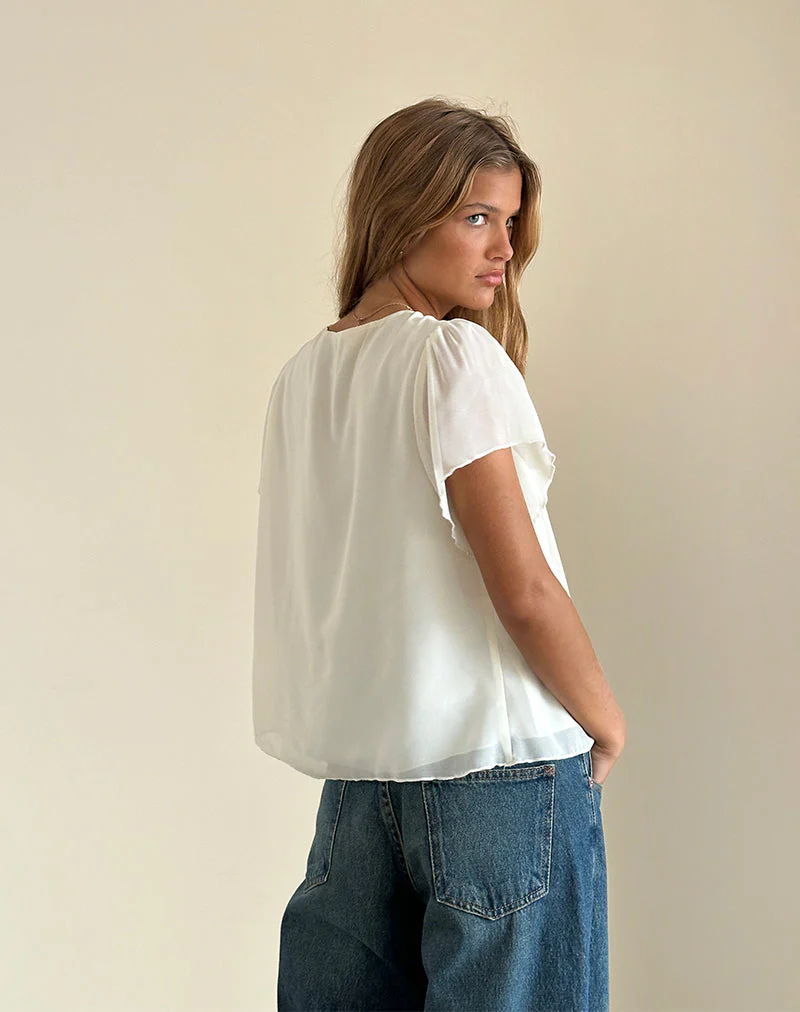 Rike Longline-Top aus Chiffon in Elfenbein - Image 4