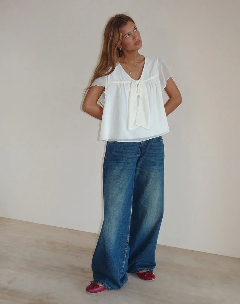 Rike Longline-Top aus Chiffon in Elfenbein - Image 5