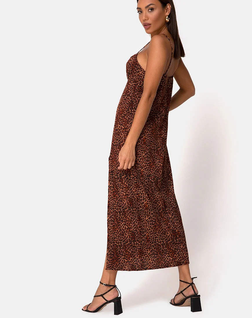 Rinda Maxikleid in Crinkle Ditsy Leopard Orange - Image 4