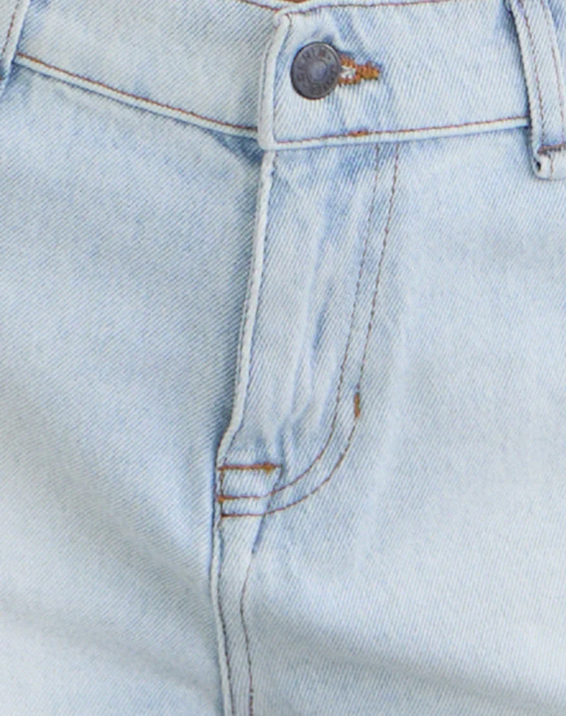 Ripped Baggy Denim Short in Icy Blue - Image 6