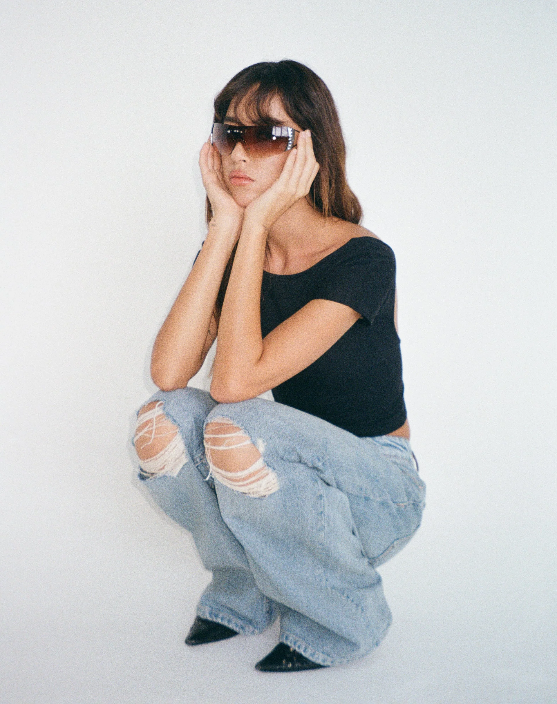Ripped Roomy Extra Wide Low Rise Jean in Vintage Blue Wash - Image 2