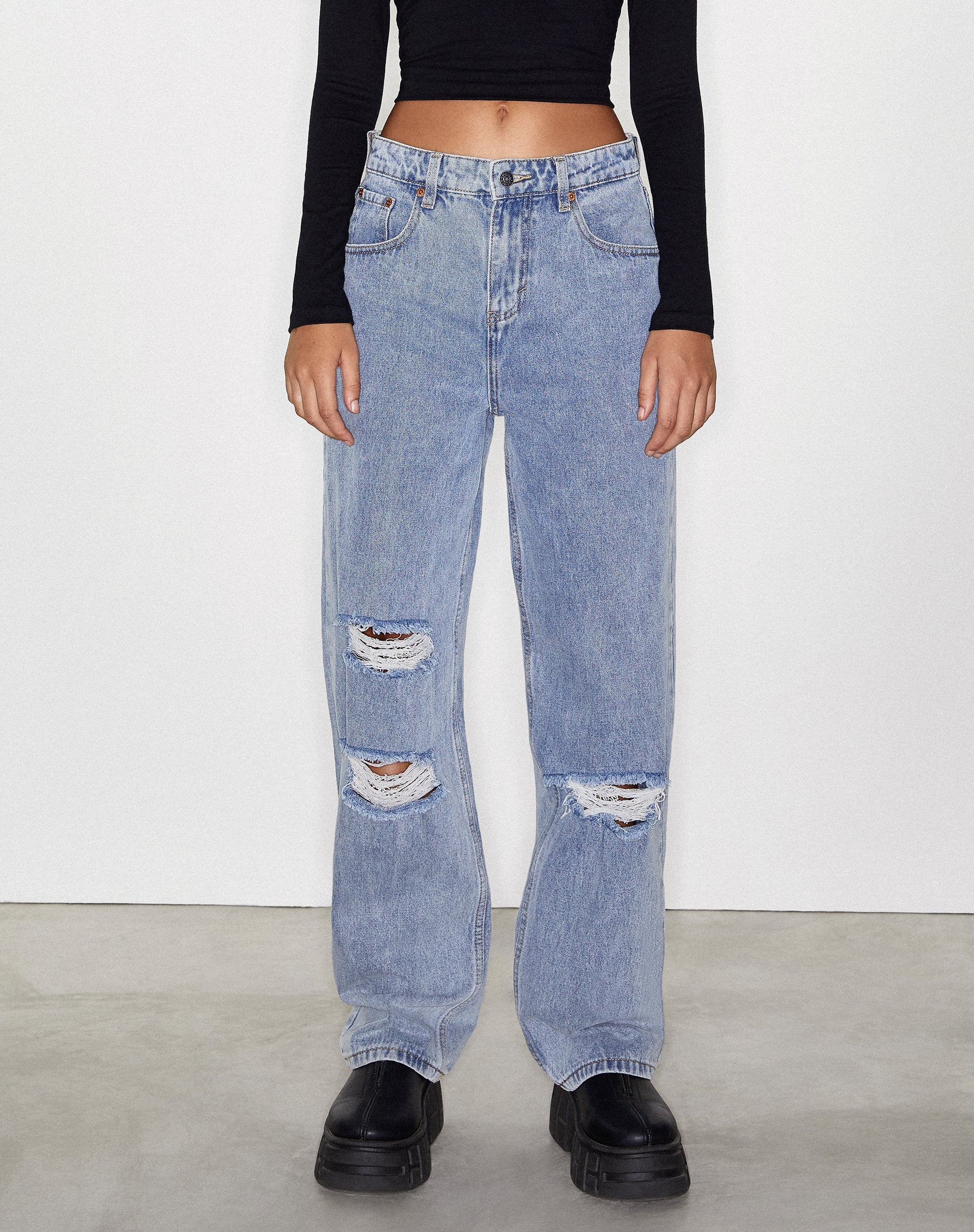 Rips Parallel Jean in heller Waschung