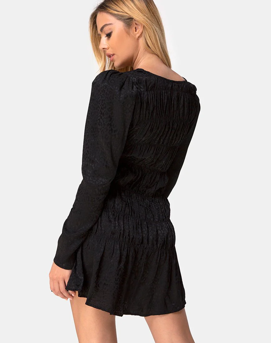 Risana Kleid aus Satin Gepard Schwarz - Image 2
