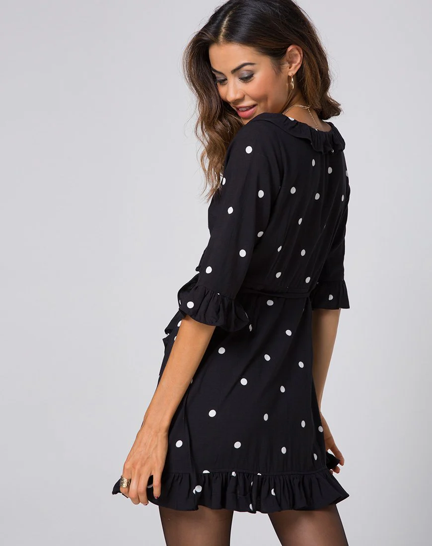 Riser-Kleid in Schwarz-Weiß mit Polkadot - Image 3