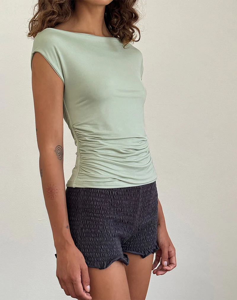 Ritala Geraffte Micro Shorts in Beluga Grau - Image 4