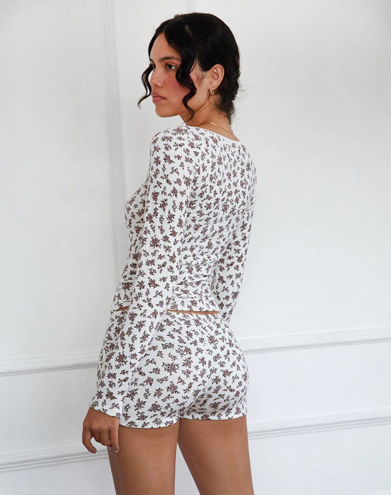 Ritulia Gerippte Micro Short in Ditsy Floral Creme - Image 4