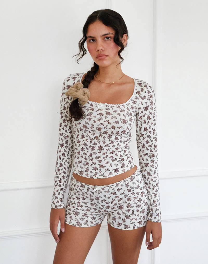 Ritulia Gerippte Micro Short in Ditsy Floral Creme - Image 5