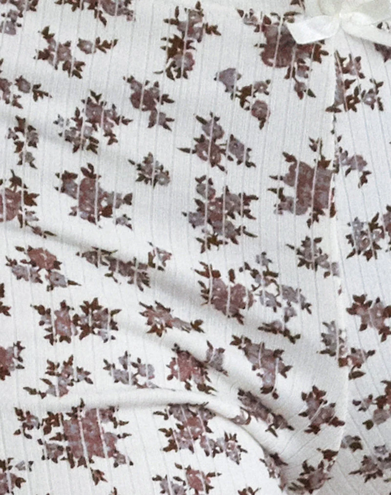 Ritulia Gerippte Micro Short in Ditsy Floral Creme - Image 7
