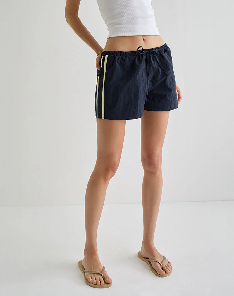 Riu Runner Short in Marineblau mit gelben Streifen - Image 2