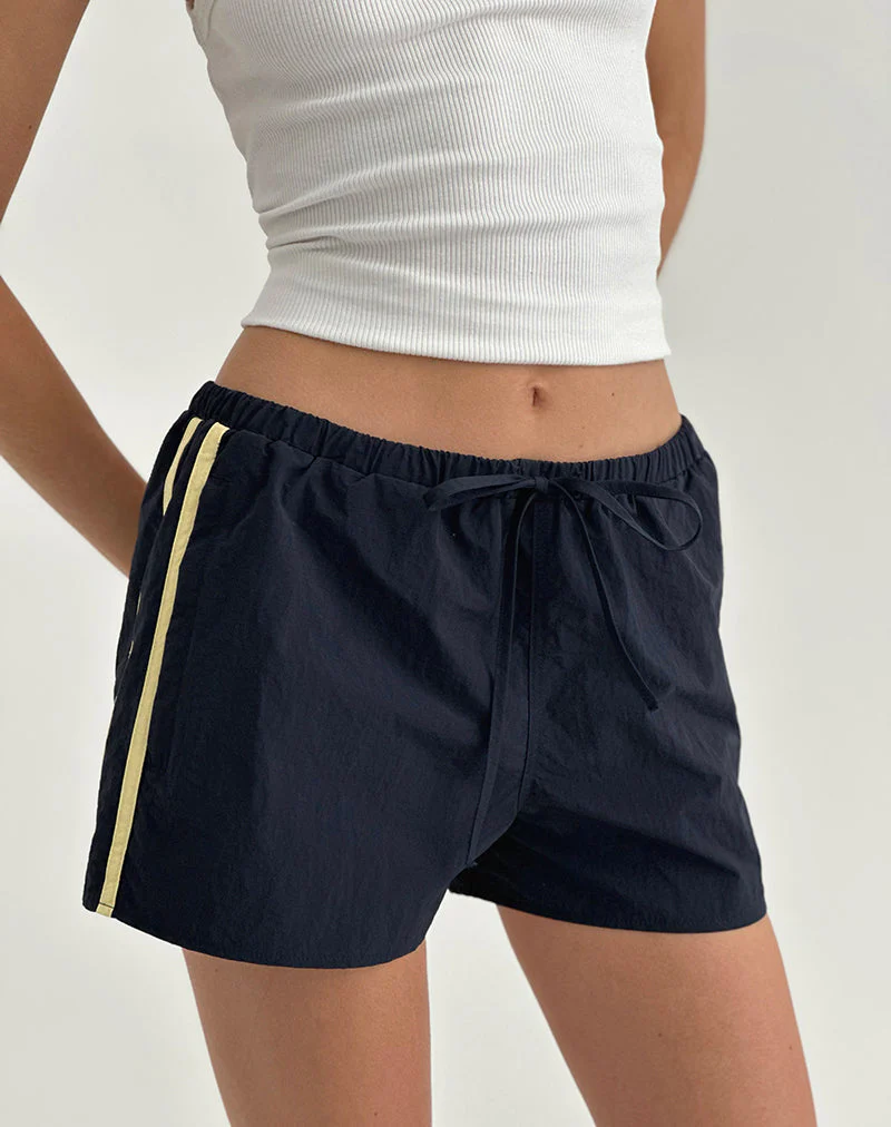 Riu Runner Short in Marineblau mit gelben Streifen - Image 3