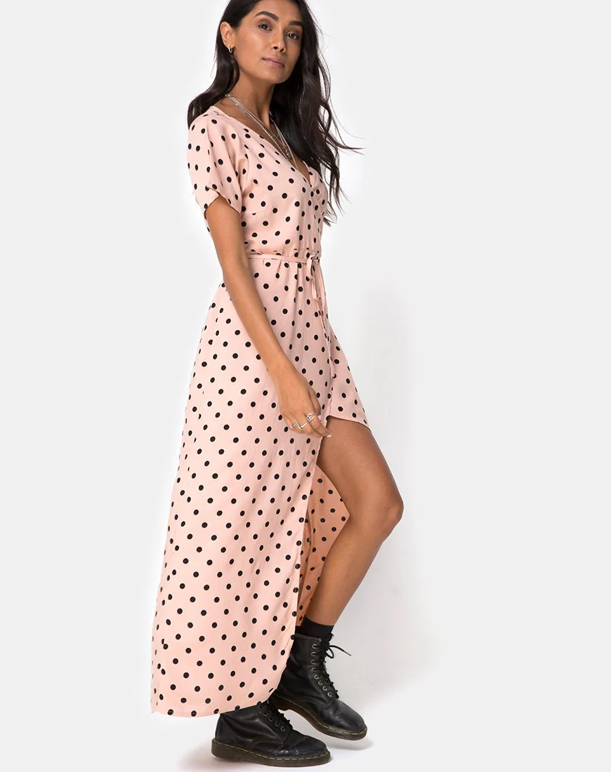Riva Kleid in New Polka Nude Schwarz - Image 3