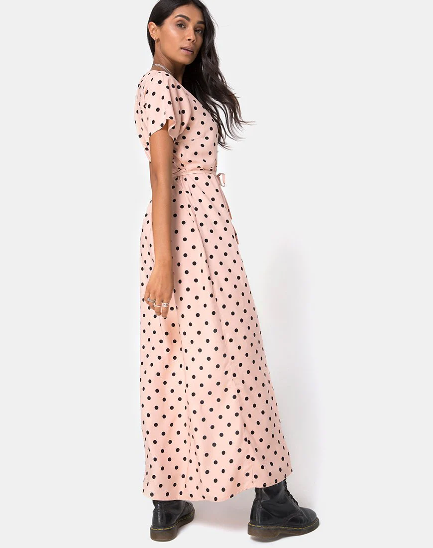Riva Kleid in New Polka Nude Schwarz - Image 4