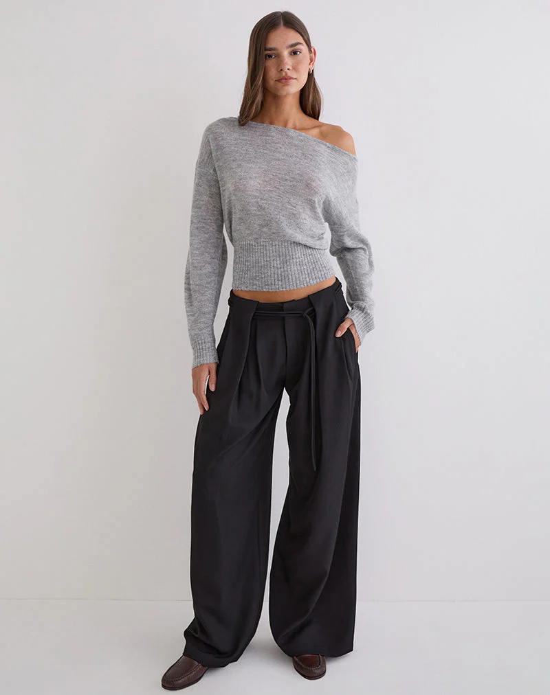 Rivela Hose mit Bindegürtel in Schwarz