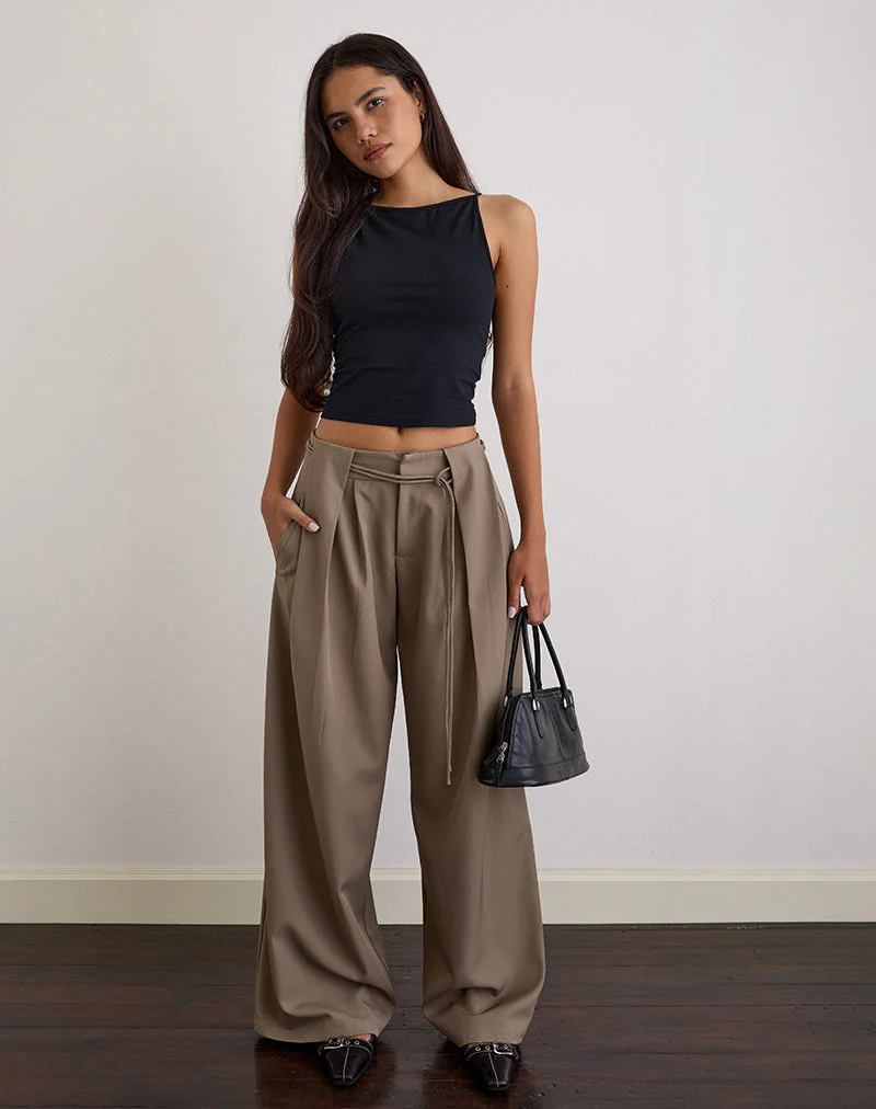 Rivela Tie Waist Hose in Taupe - Image 4