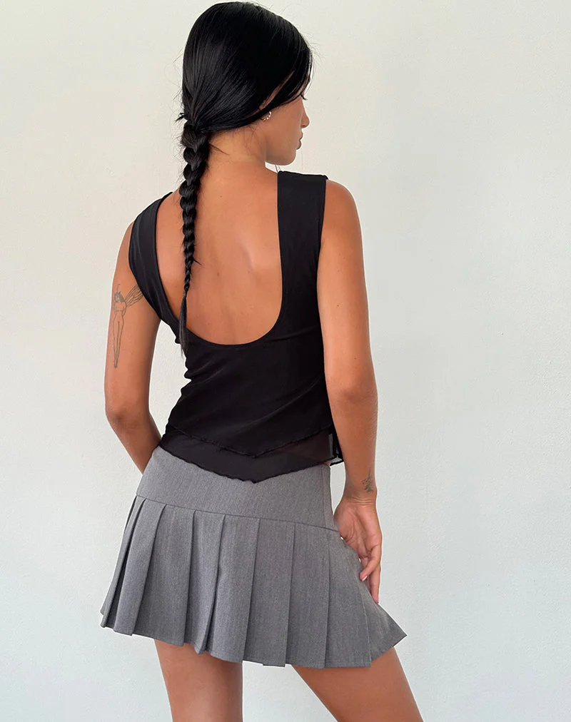 Rochie Asymmetrisches Top aus Mesh Schwarz - Image 3