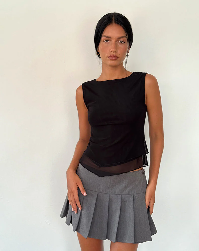 Rochie Asymmetrisches Top aus Mesh Schwarz - Image 4