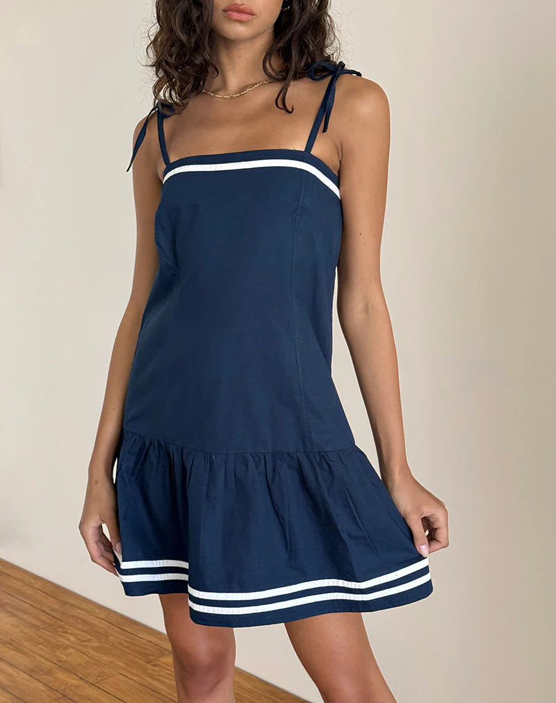 Rodha Cami Minikleid aus Popeline Navy - Image 2