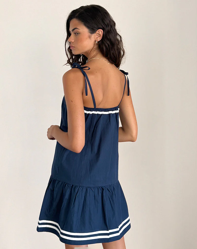 Rodha Cami Minikleid aus Popeline Navy - Image 3