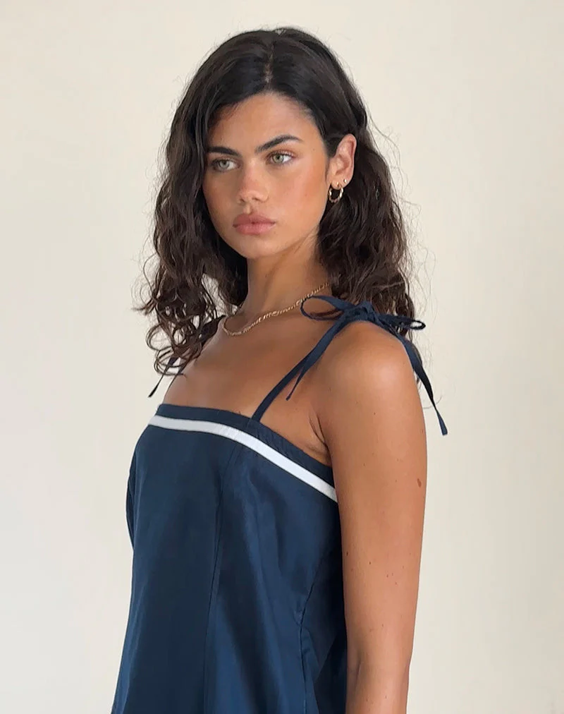 Rodha Cami Minikleid aus Popeline Navy - Image 4