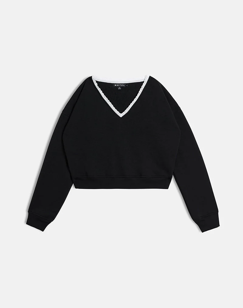Rodyn Pullover in Schwarz mit weißer Picot-Bindung - Image 5