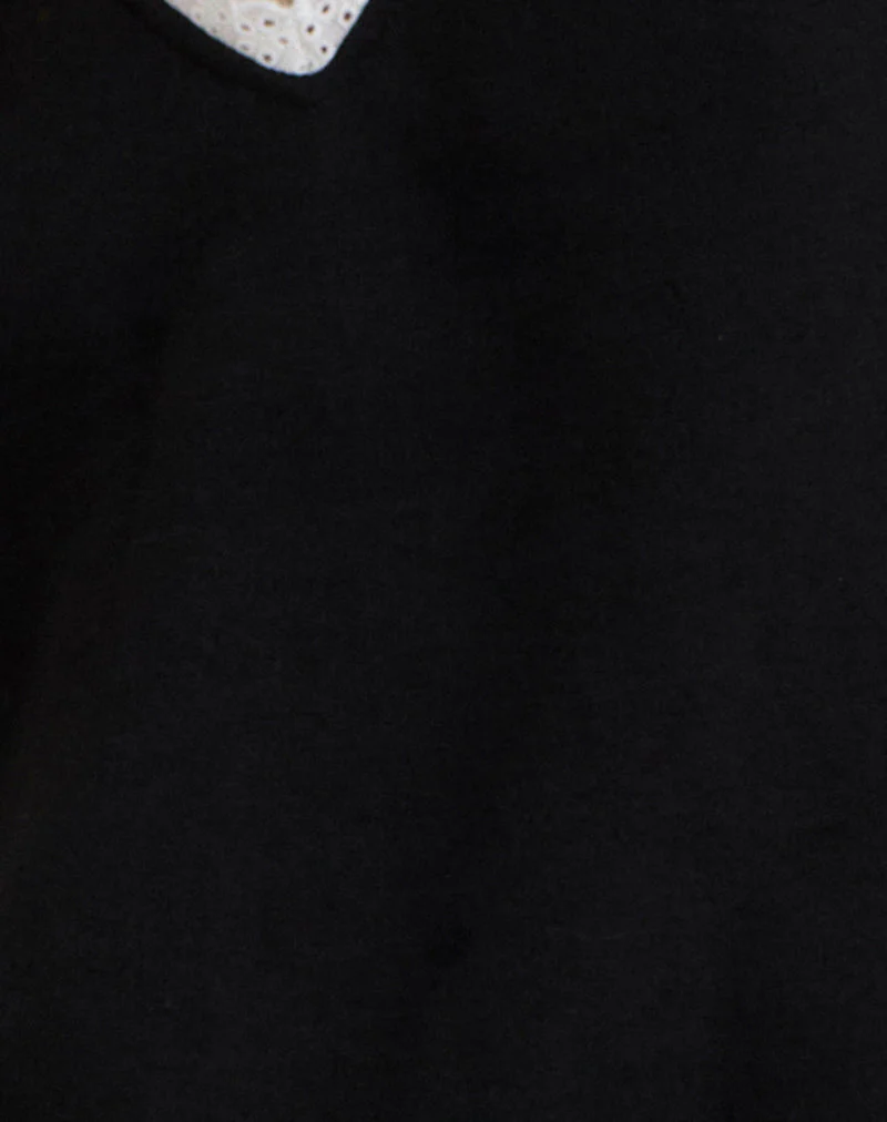 Rodyn Pullover in Schwarz mit weißer Picot-Bindung - Image 6