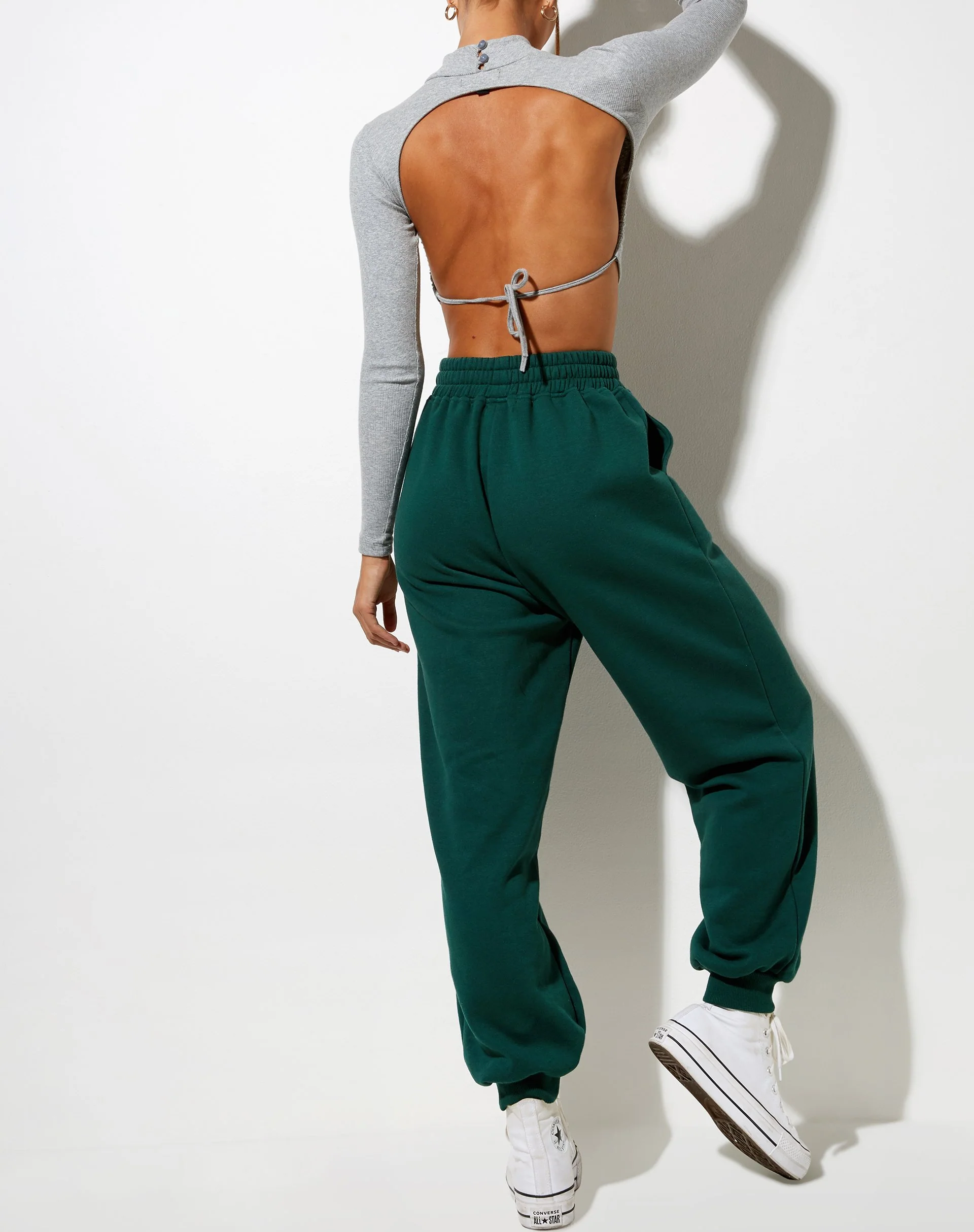 Roider Jogger in Flaschengrün 'Angel' Stickerei in Weiß - Image 2