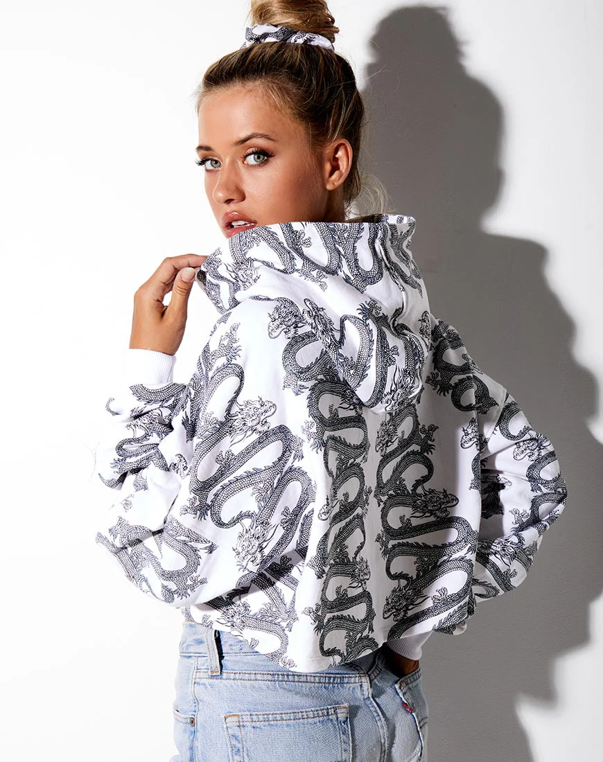 Roky Cropped Hoody in Dragon Rope Weiß Platzierung - Image 2