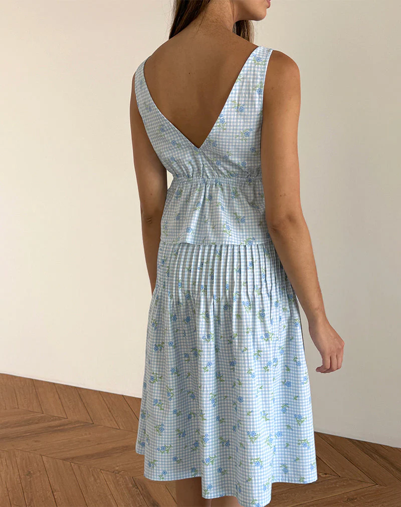 Rolia Cami Top in blauem Blumengingham - Image 5