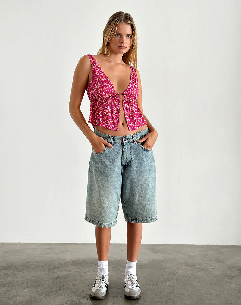 Rolia Cami-Top in Rosa mit Zickzack-Blumenmuster - Image 2
