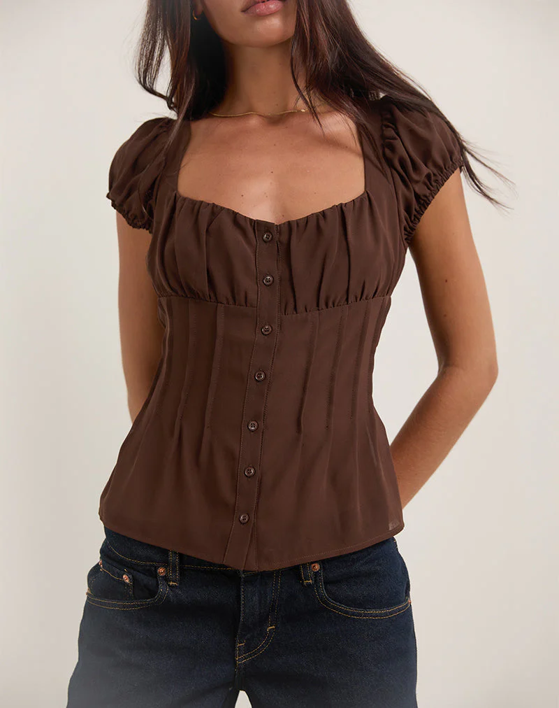 Rolina Bluse aus Chiffon Braun - Image 2