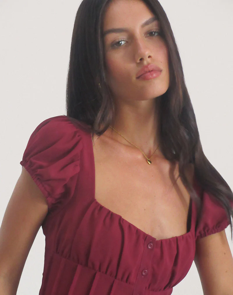 Rolina Bluse aus Chiffon Burgund - Image 3