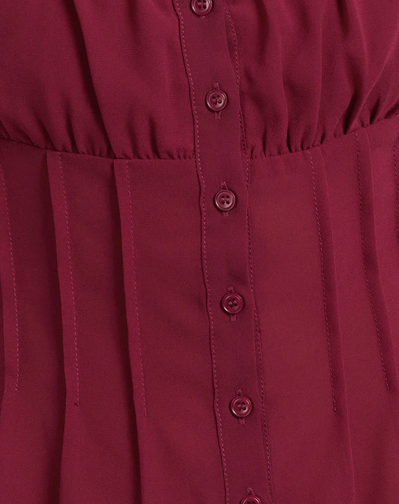Rolina Bluse aus Chiffon Burgund - Image 6
