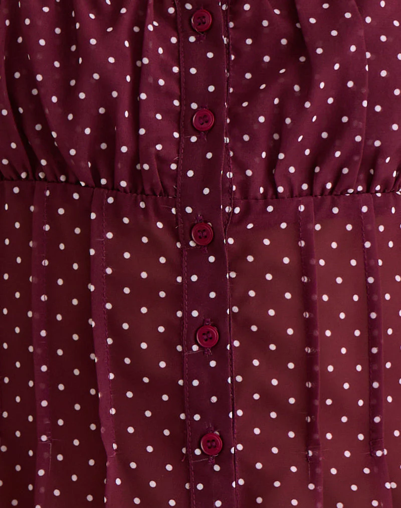 Rolina Bluse aus Chiffon Mini Polka Burgundy - Image 7